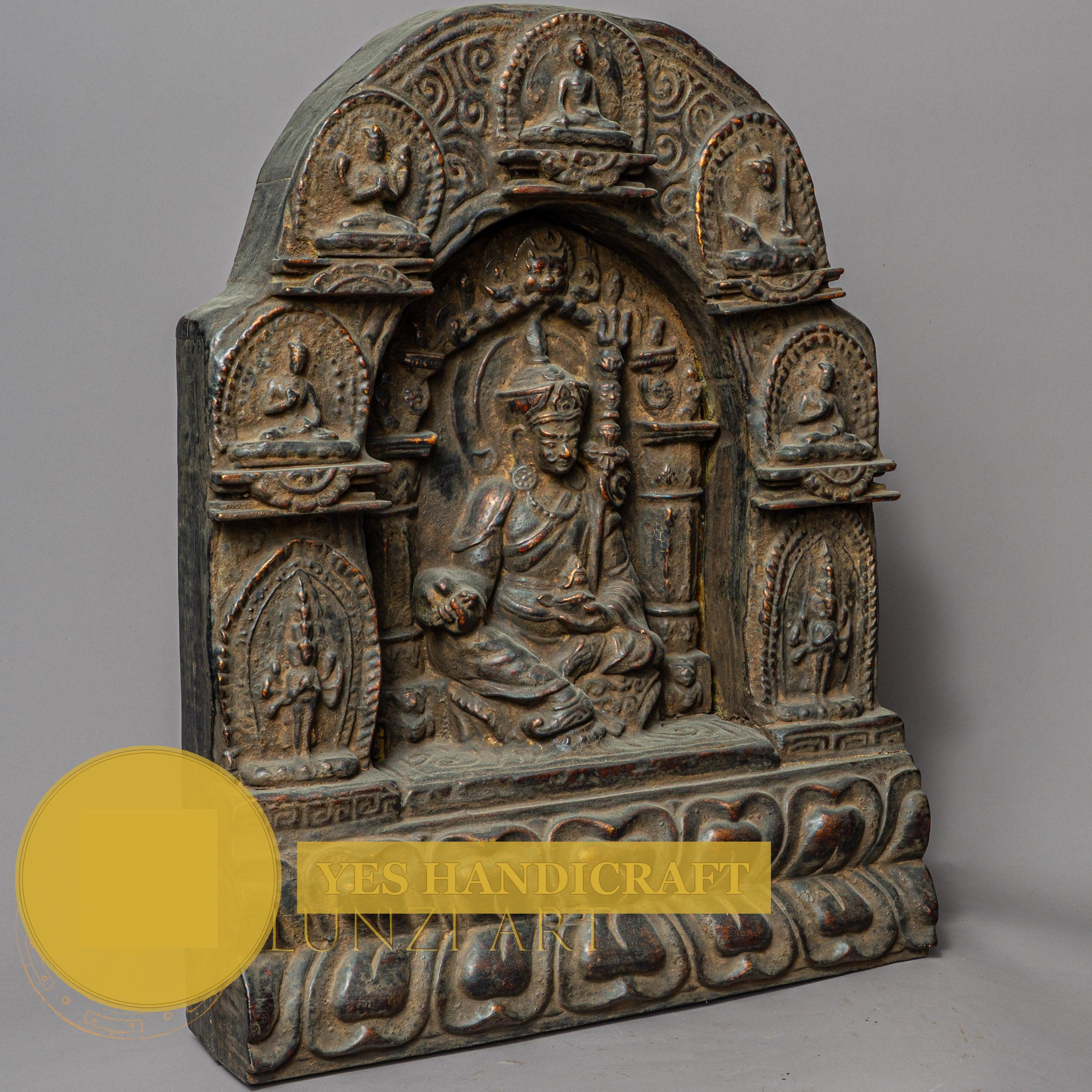 Handcrafted Wooden Rinpoche Altar – Antique Style Padmasambhava (Guru Rinpoche) Shrine
