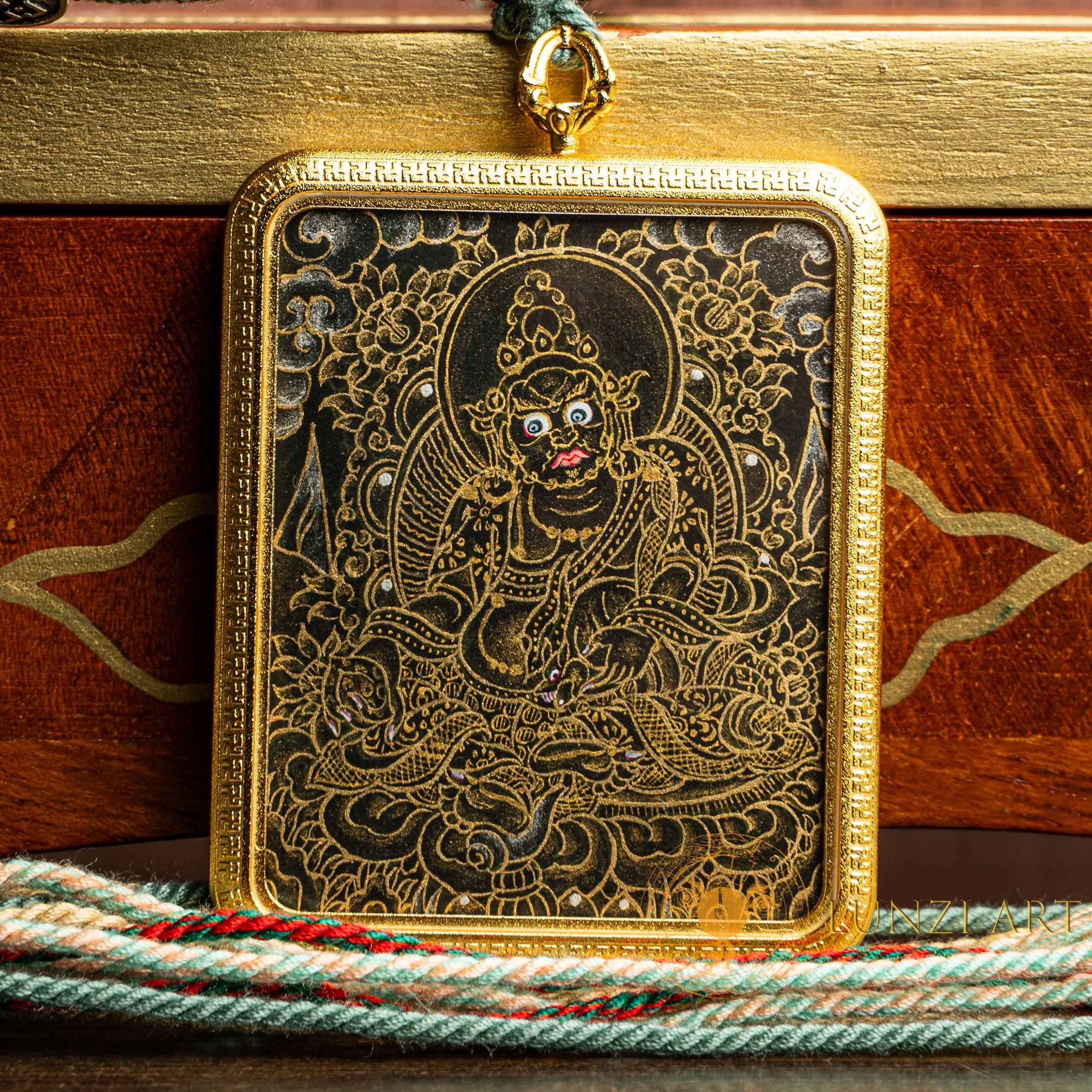 Black Zambala Amulet Ghau Locket Thangka | Gold of Wealth
