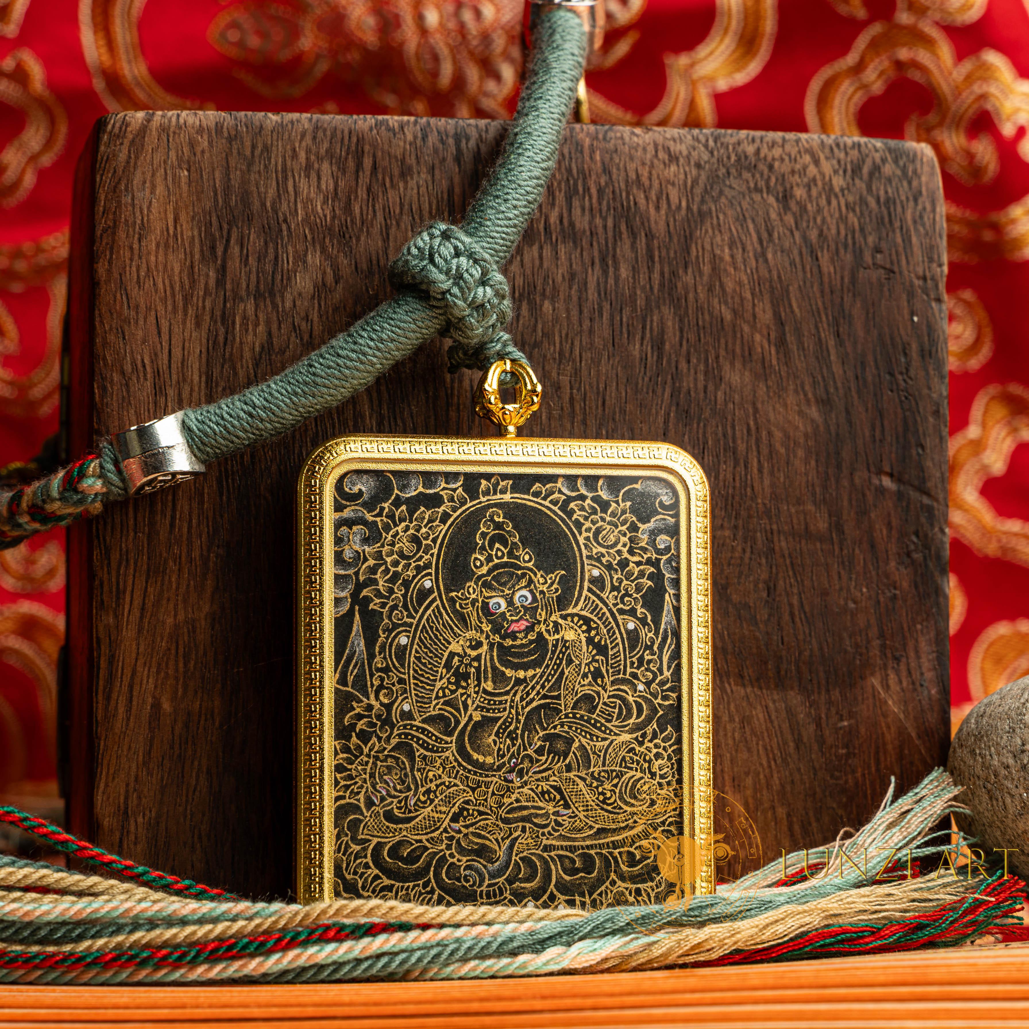 Black Zambala Amulet Ghau Locket Thangka | Gold of Wealth
