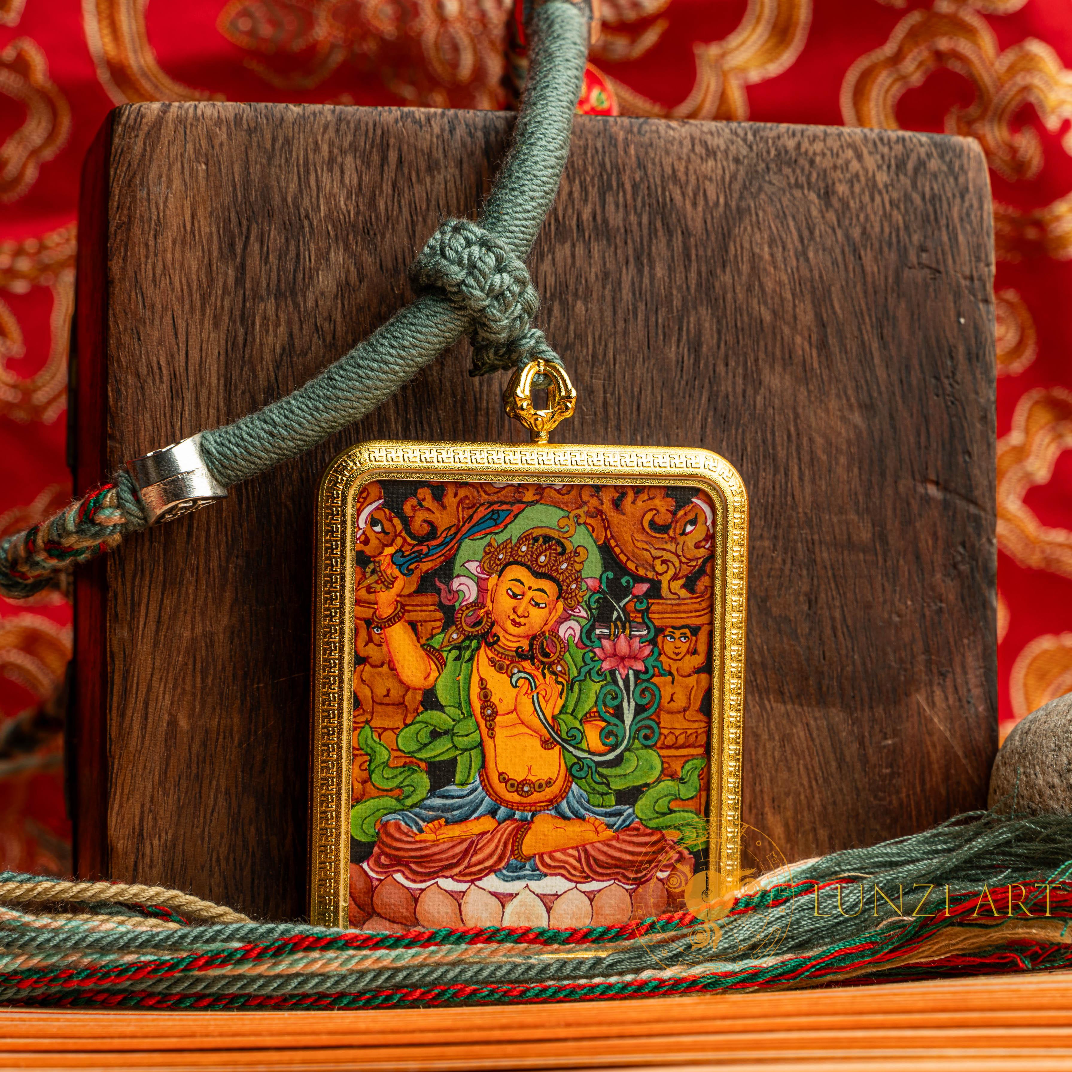 Hand-Painted Manjushri "Bodhisattva of Wisdom" Locket (Ghau) Thangka