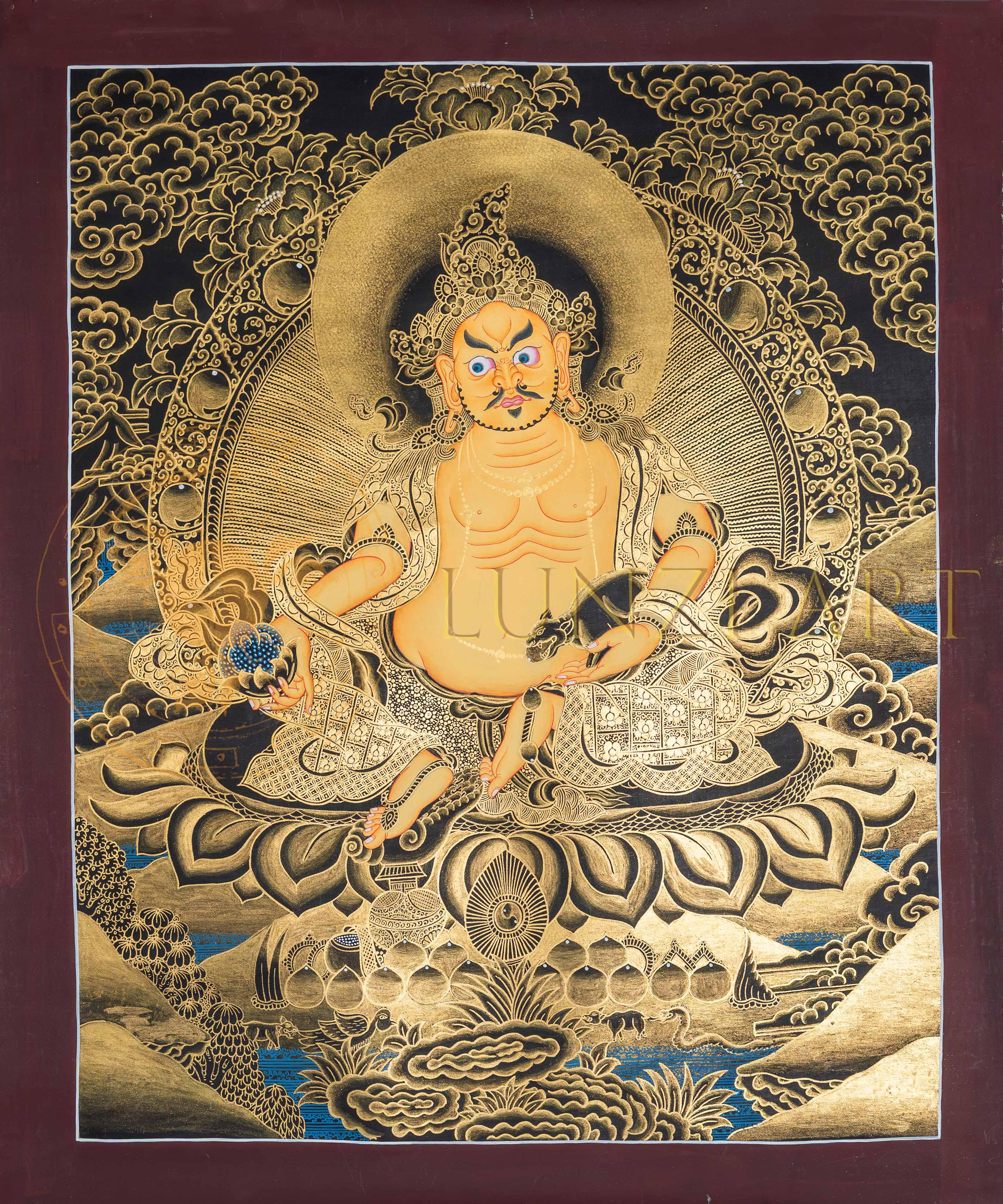 Gold Jambhala Thangka: The Sovereign of Abundance