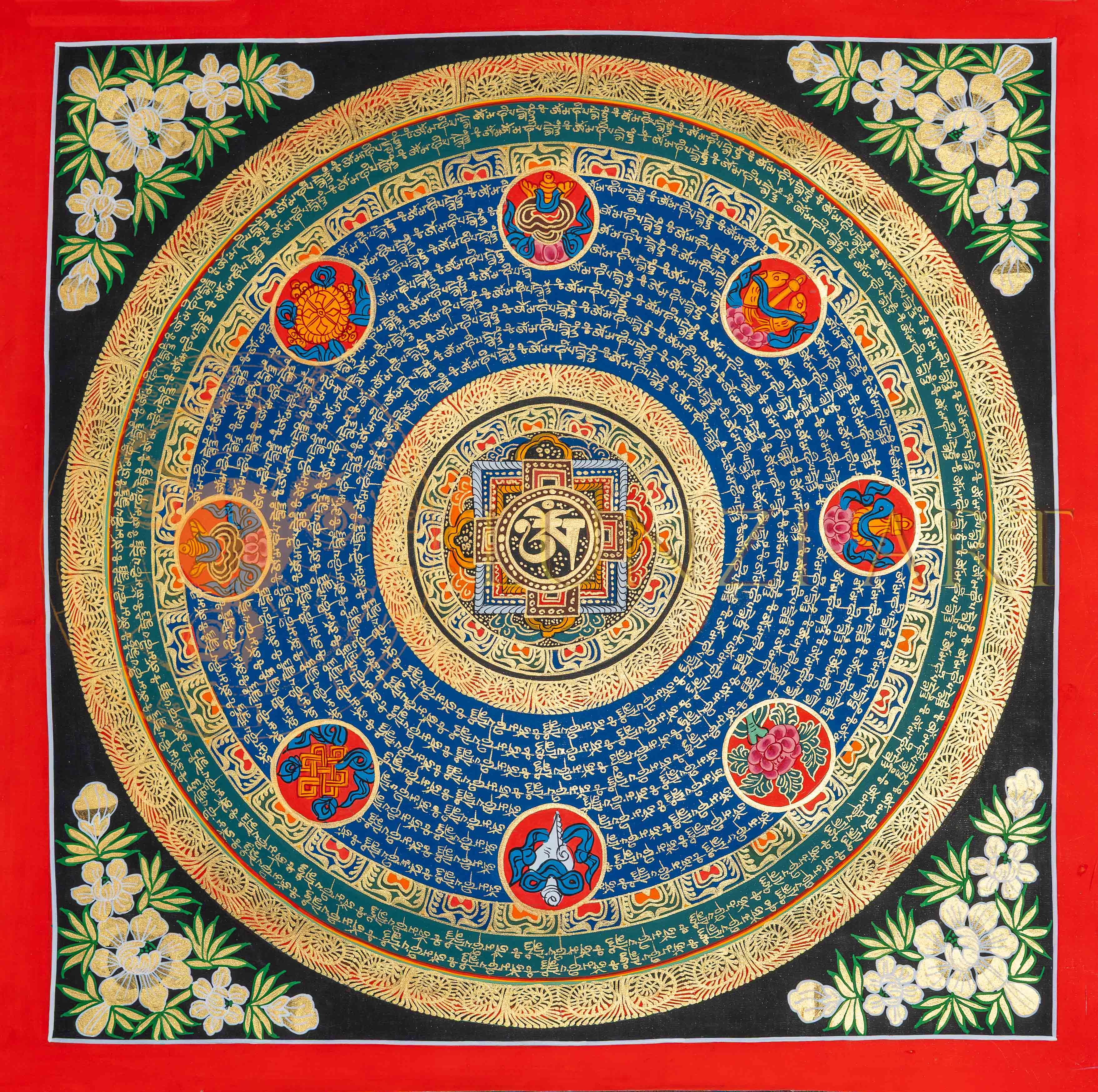 The Eight Auspicious Symbols Mantra Mandala Thangka