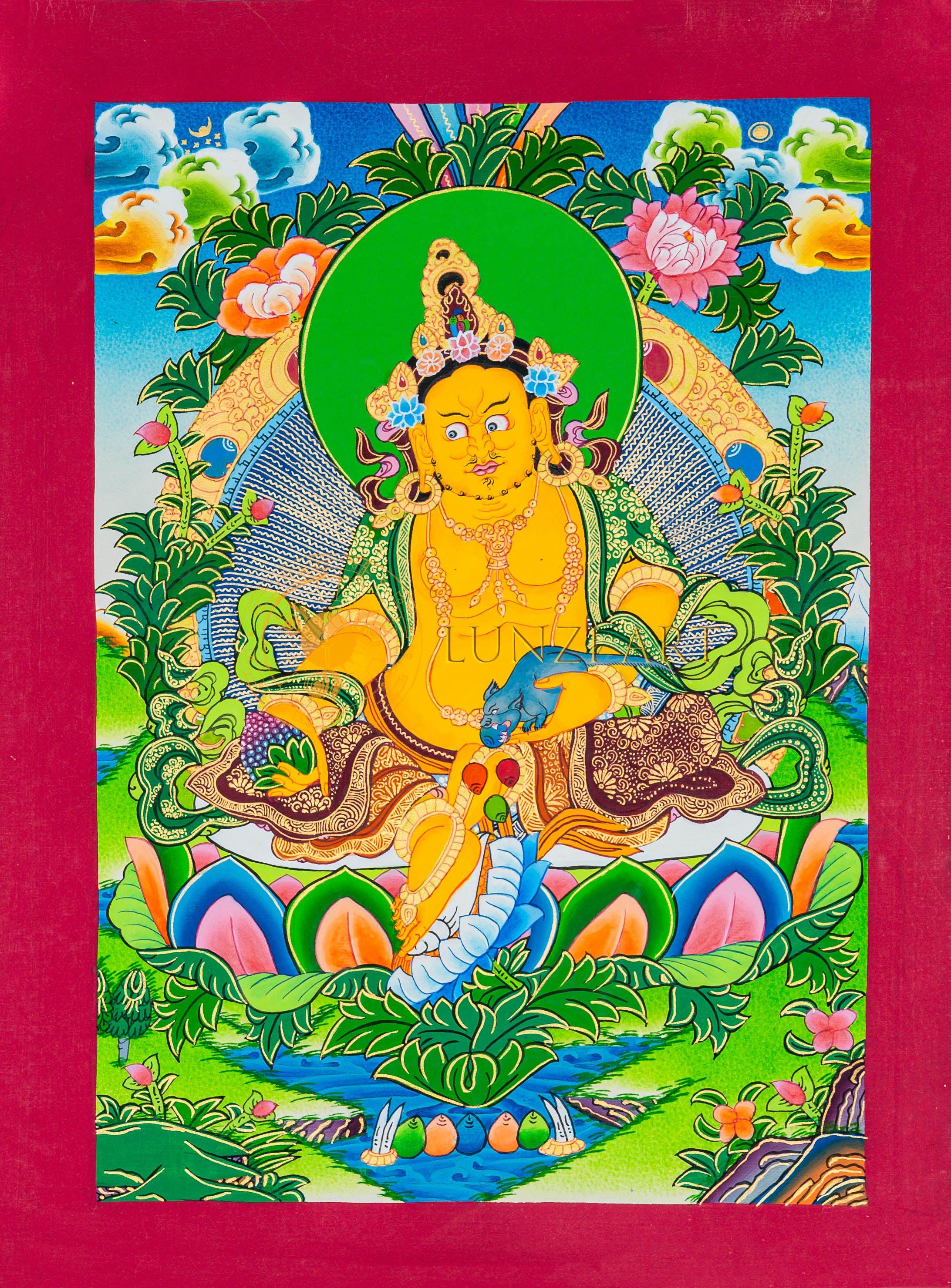 Yellow Jambhala Thangka: The Sovereign of Spiritual and Material Wealth