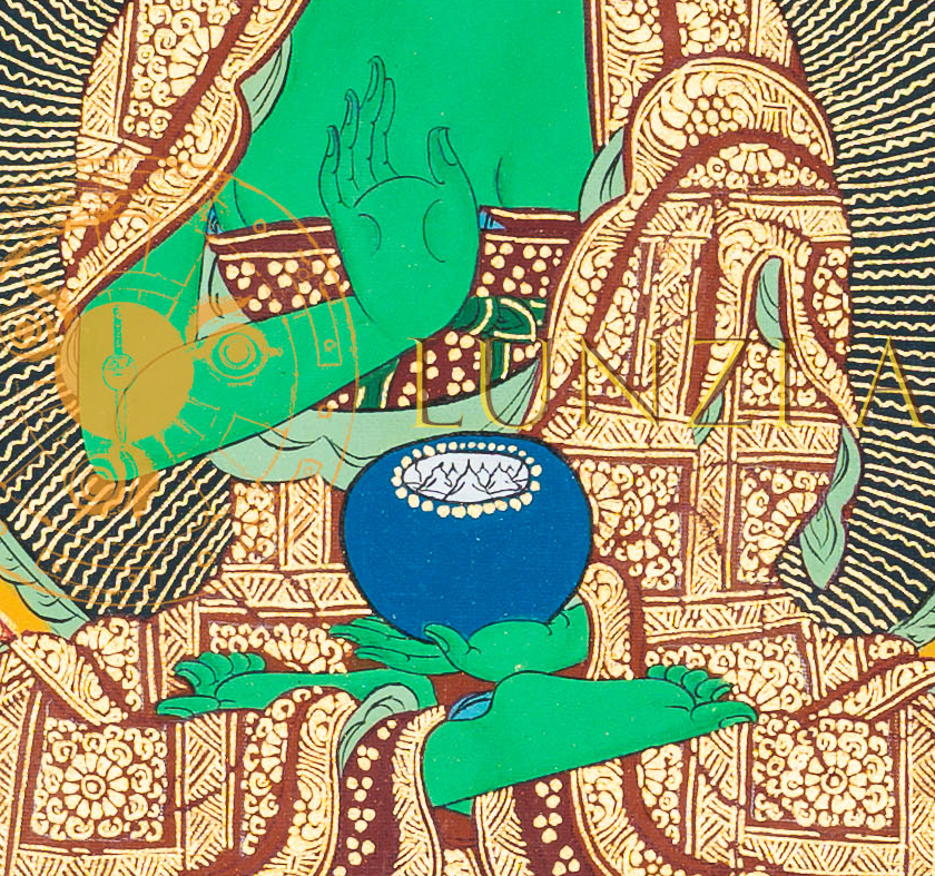 Amoghasiddhi Thangka: The Green Buddha of Fearless Action