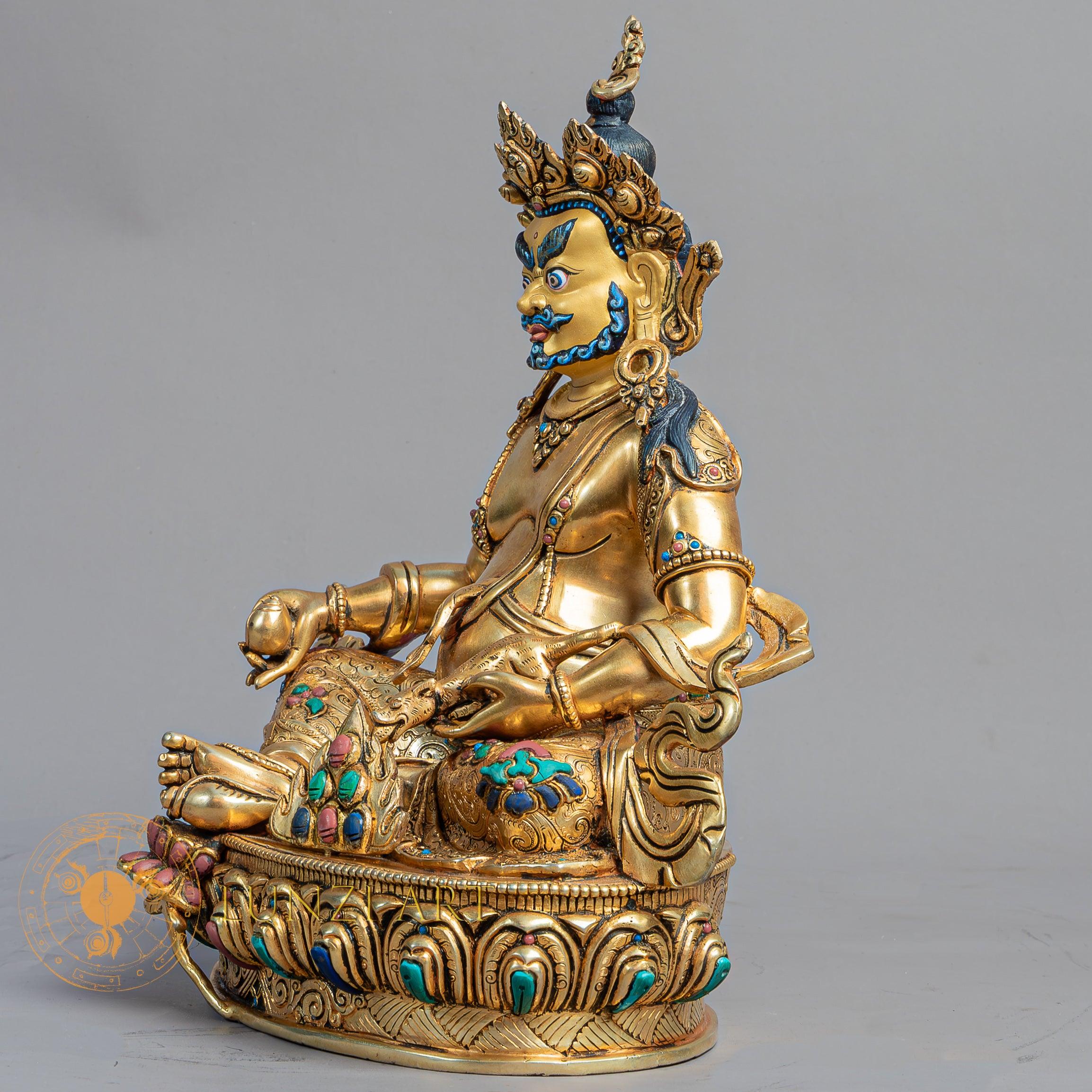 Handmade Zambala Statue | Fully Gold-Plated Copper
