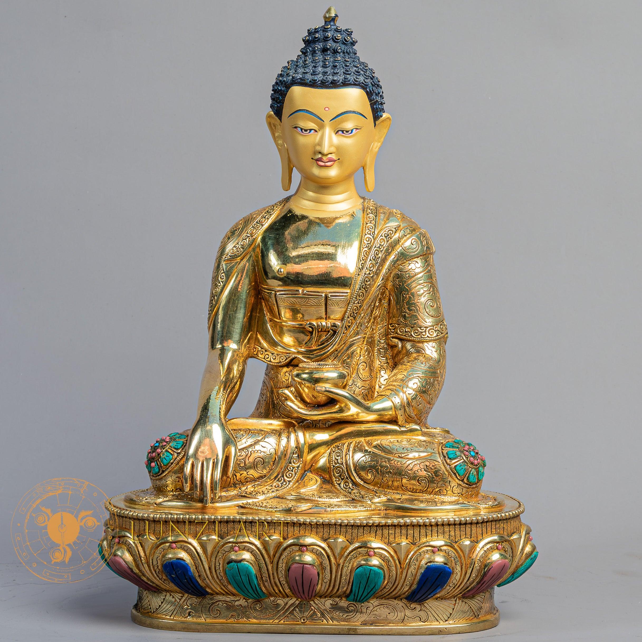 Handcrafted Shakyamuni Buddha Statue | Fully Gold-Plated Copper