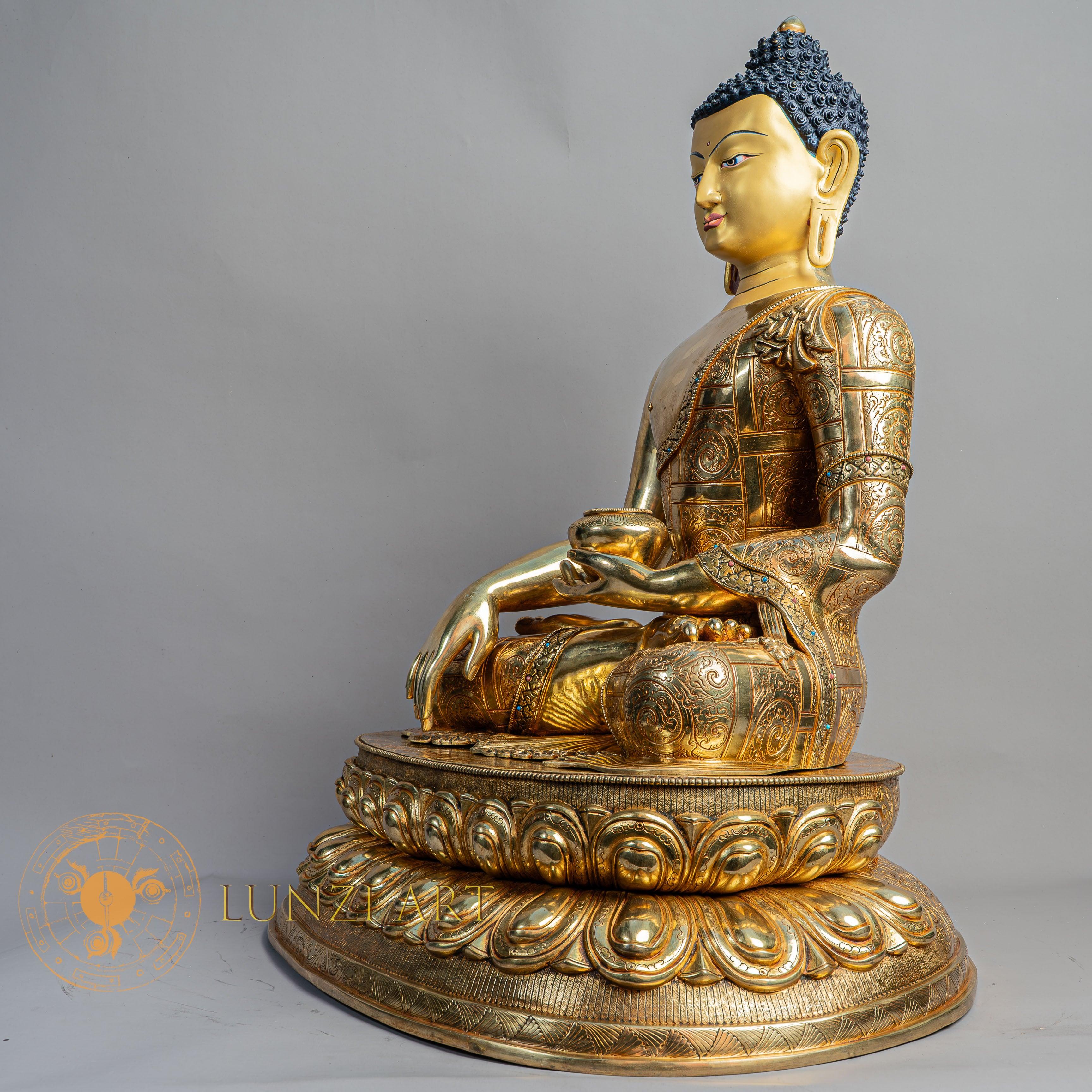 Handmade Shakyamuni buddha Statue | Fully Gold-Plated Copper