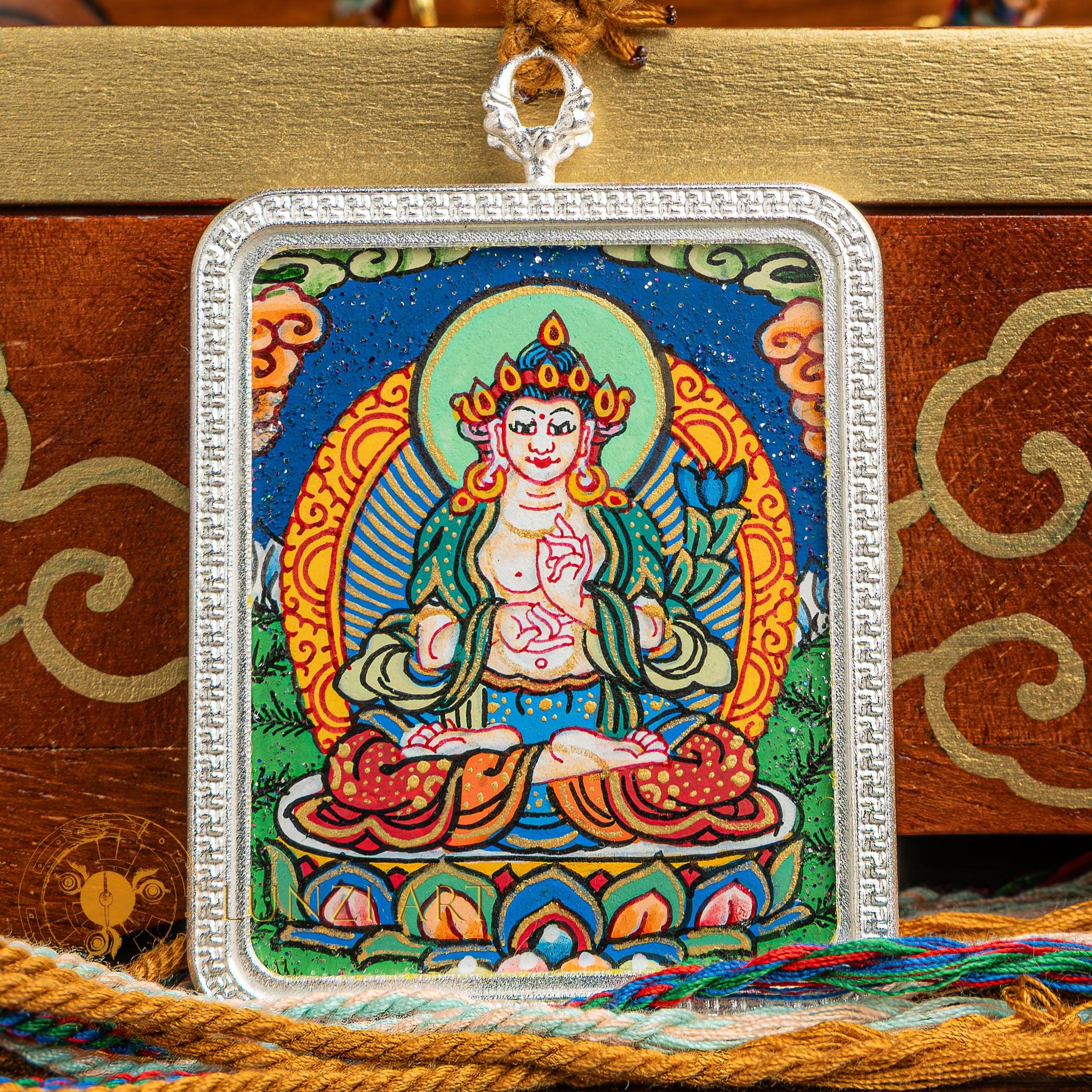 Hand-Painted Avalokiteshvara Locket Thangka: The Embodiment of Universal Love