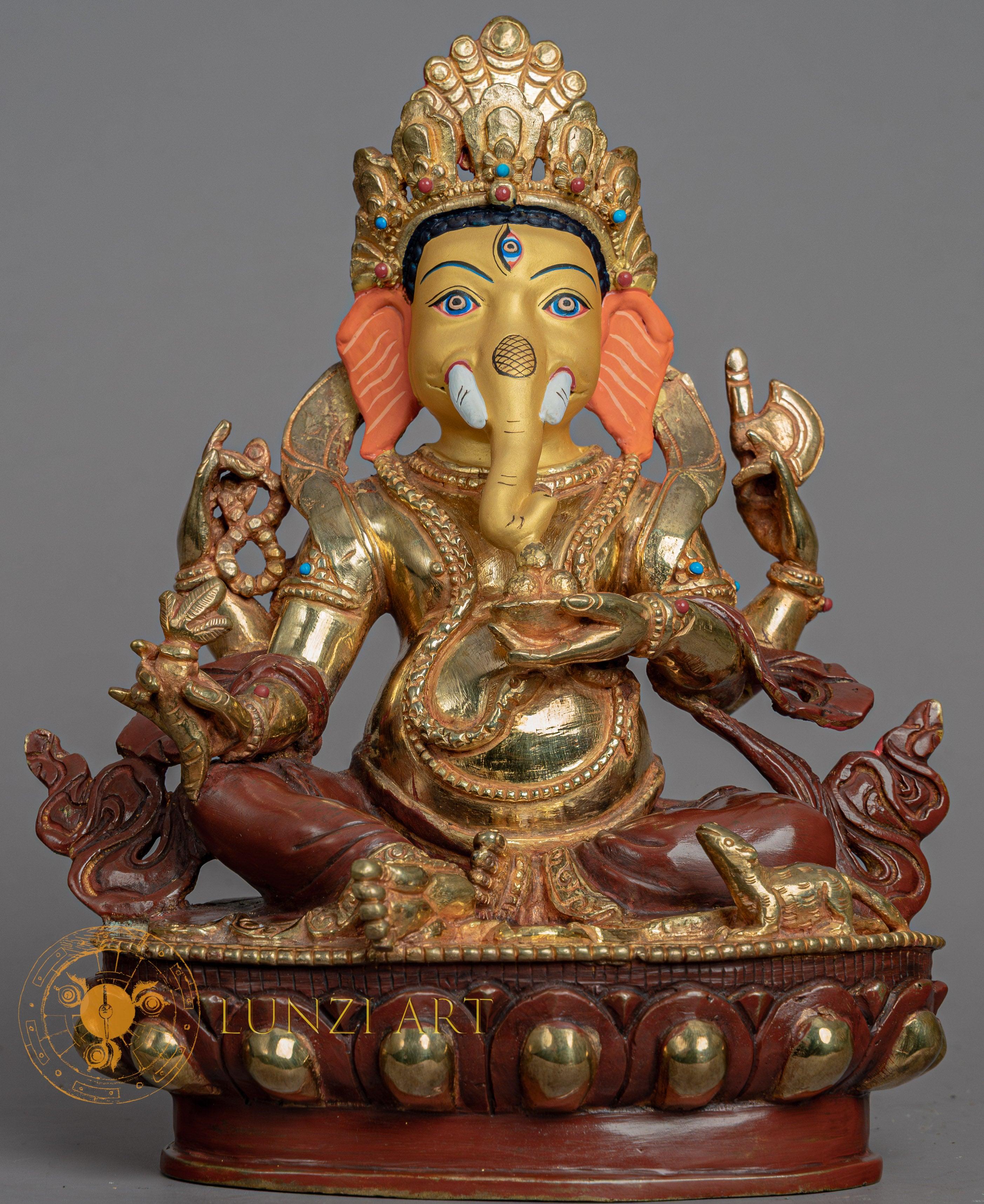 Handcrafted Ganesh Statue | Copper with Partial Gold Plating