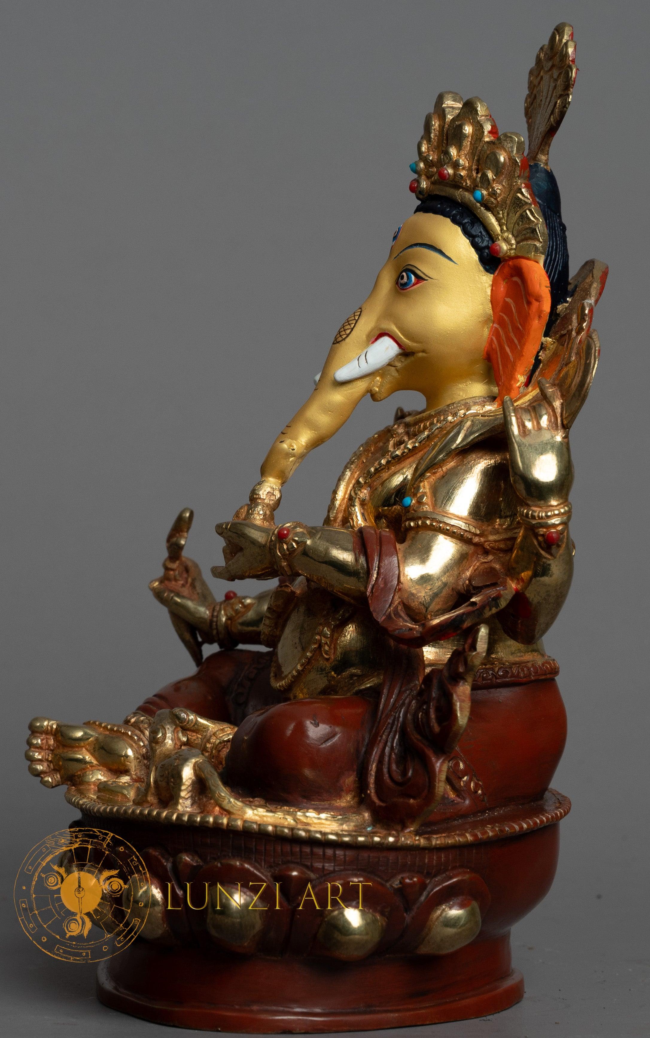 Handcrafted Ganesh Statue | Copper with Partial Gold Plating