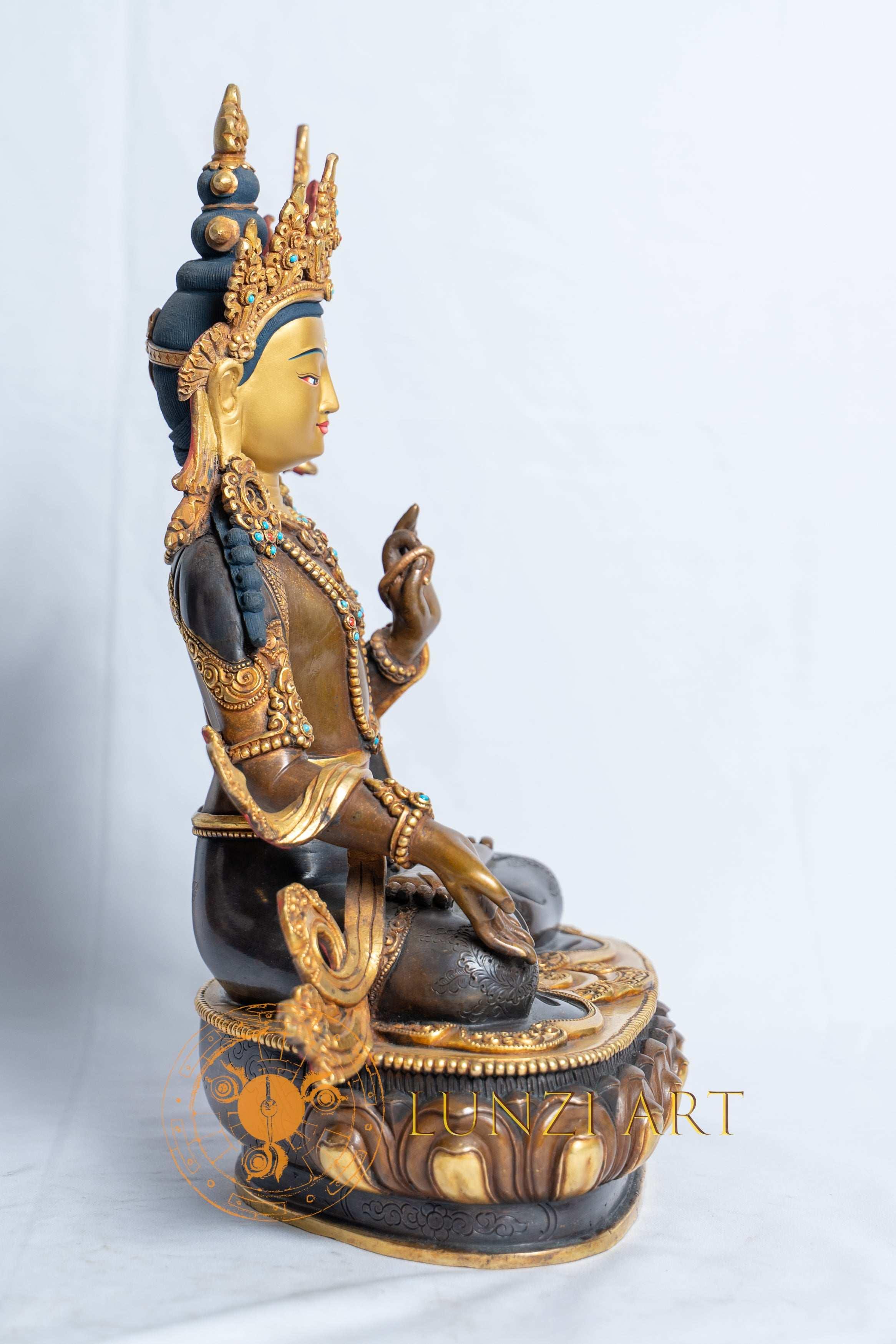 Handcrafted Manjushri | Copper with 24k Half Gold Plating