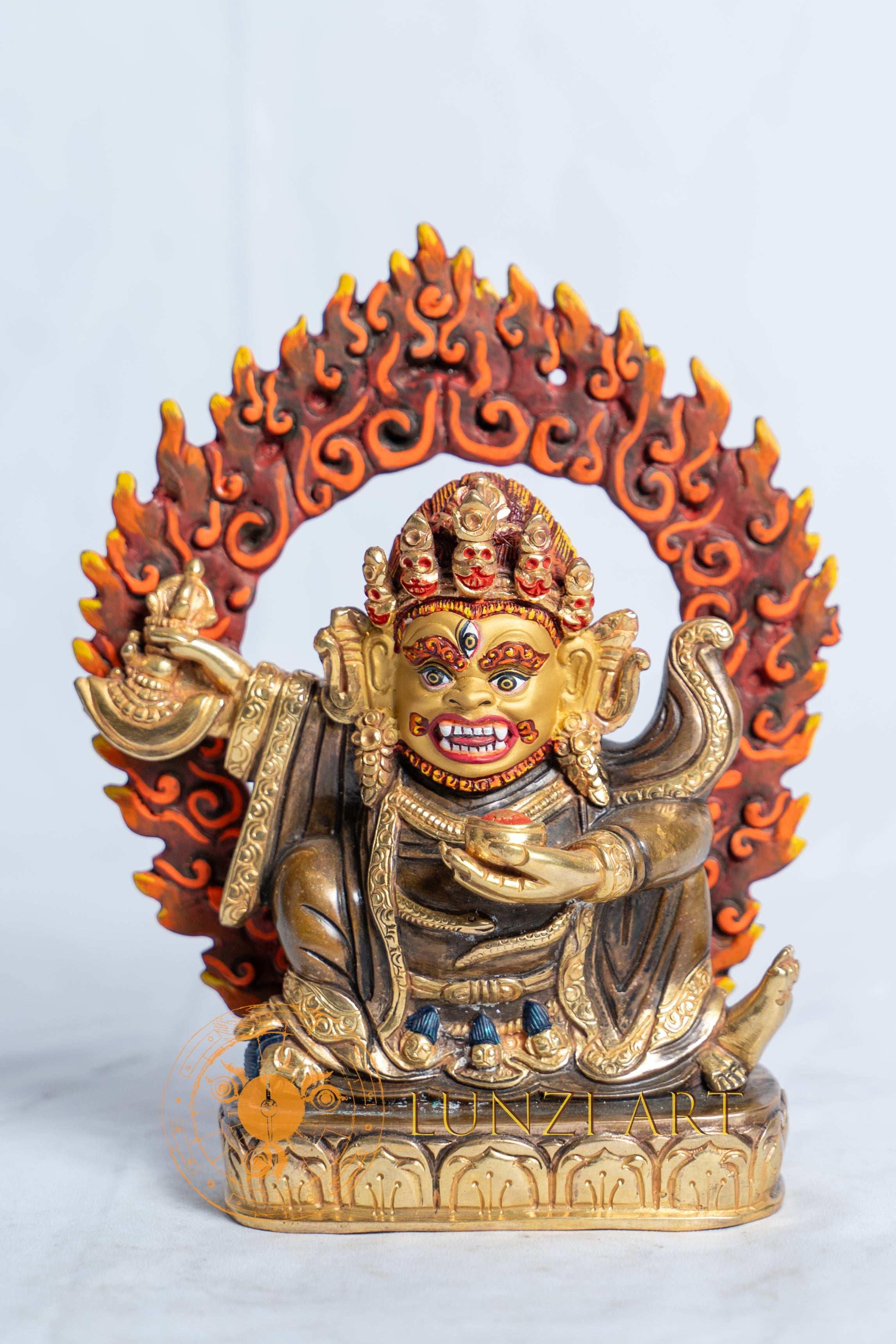 Mahakala Statue | Copper with 24k Half Gold Plating