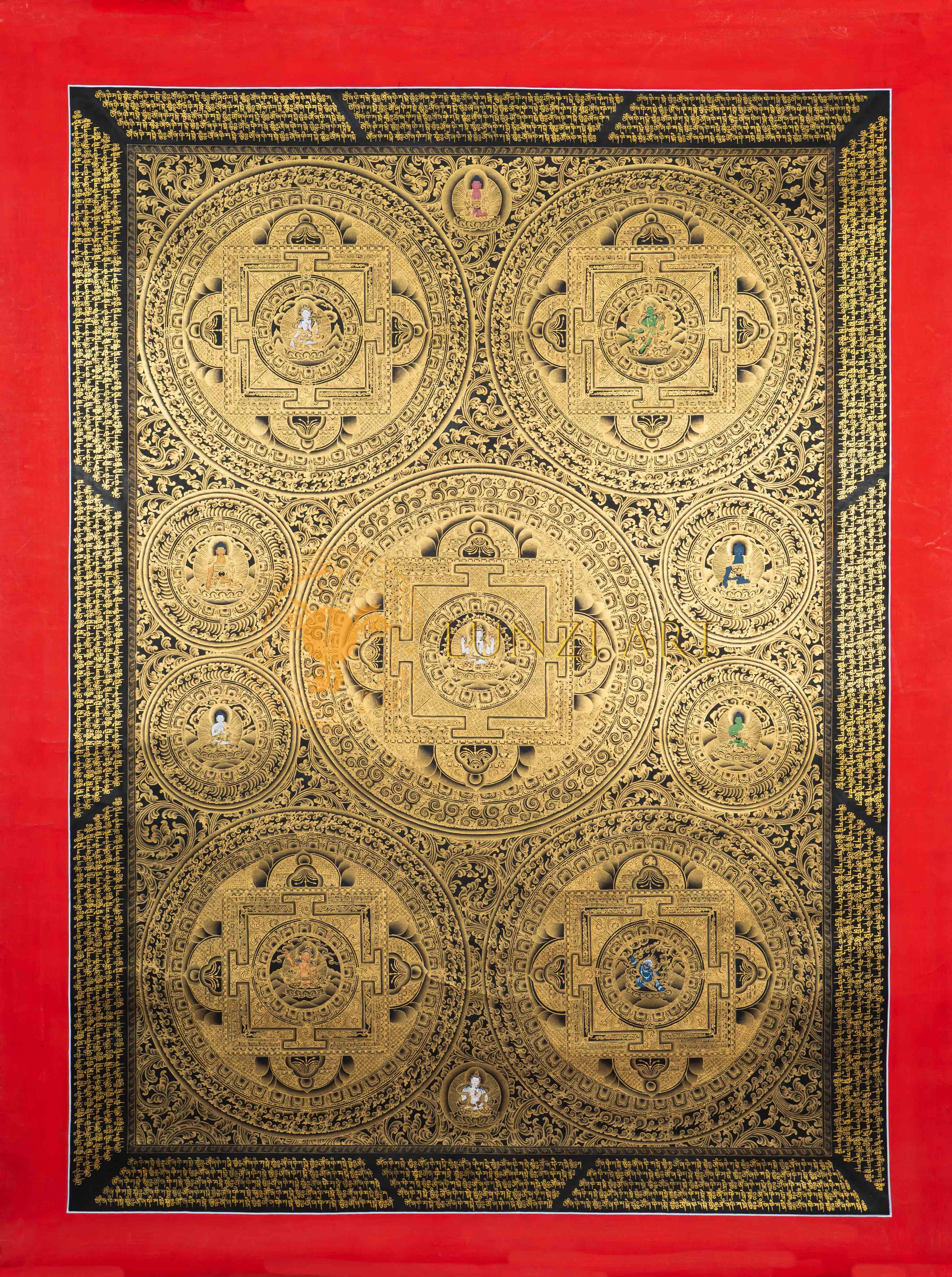 Mandala of the Five Dhyani Buddhas: A Celestial Map of Enlightenment