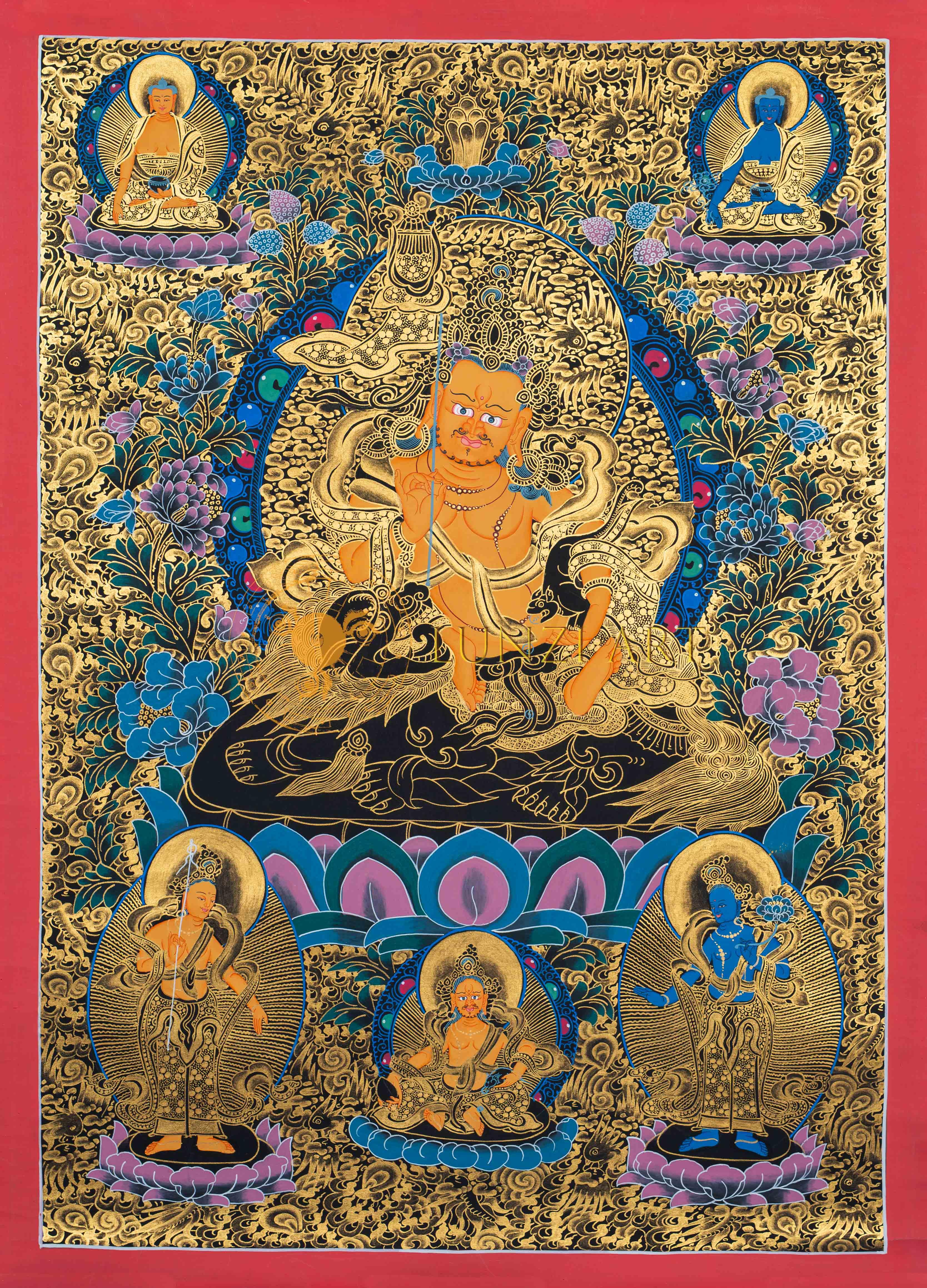 Yellow Dzambhala Thangka : Symbol of Wealth and Abundance